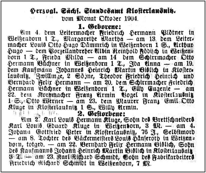 1904-10-09 Kl Standesamtsregister